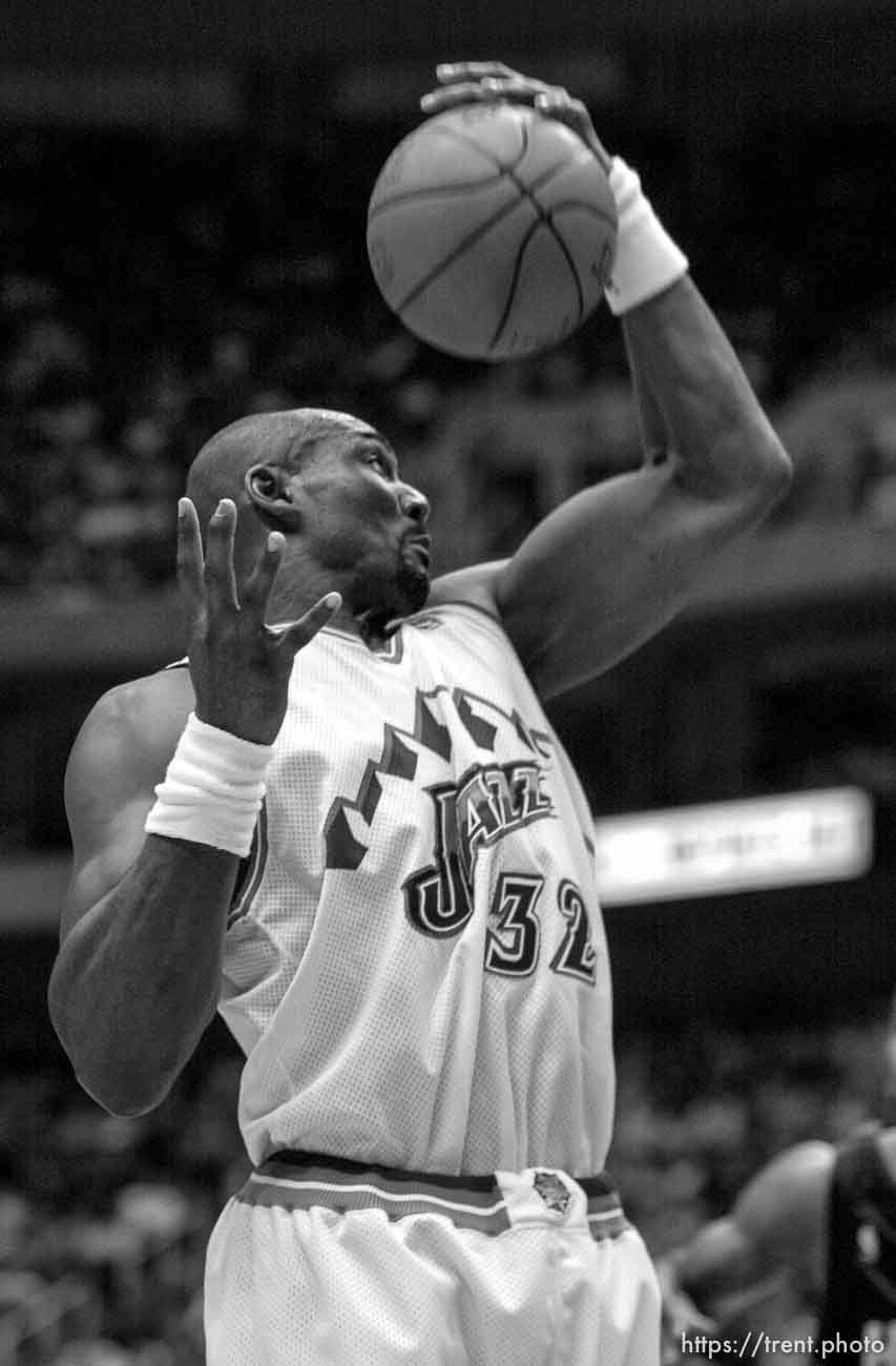 Karl Malone at Jazz vs. Miami Heat.