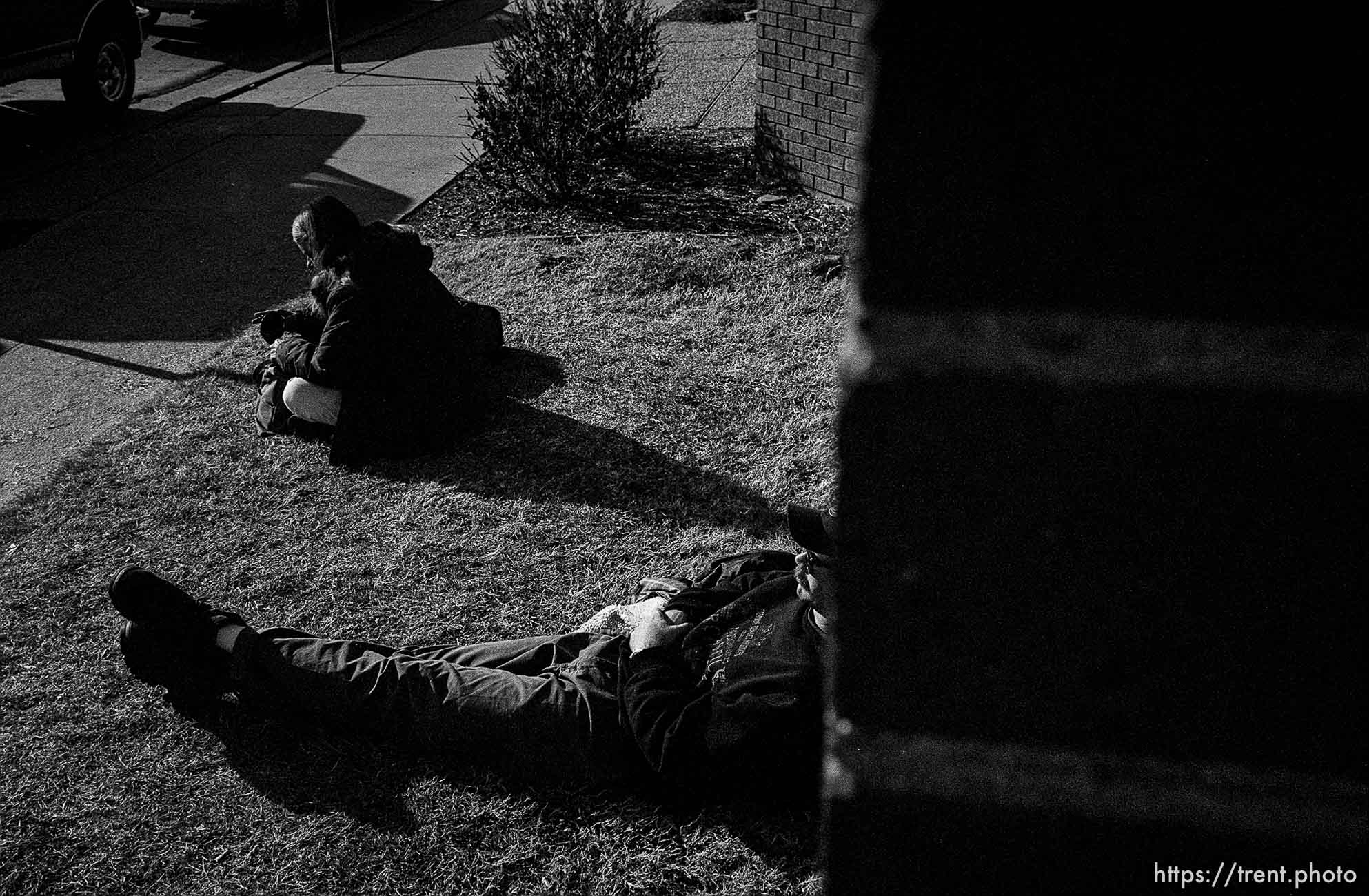 People outside Thanksgiving dinner at the Salt Lake City Mission.