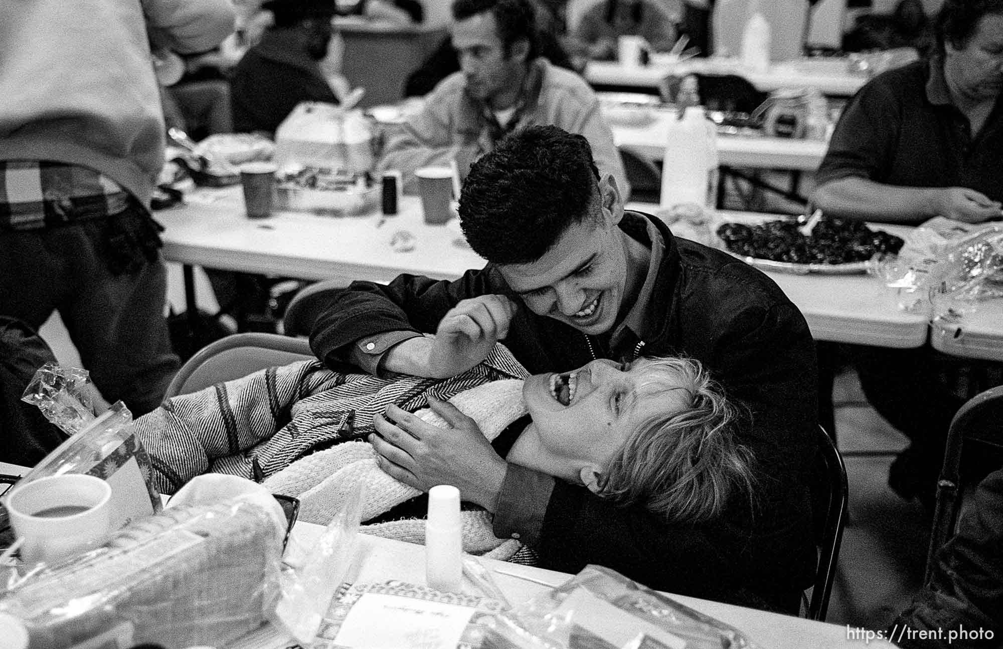 Gregory Kinion and Roberta Rogerson Thanksgiving dinner at the Salt Lake City Mission.