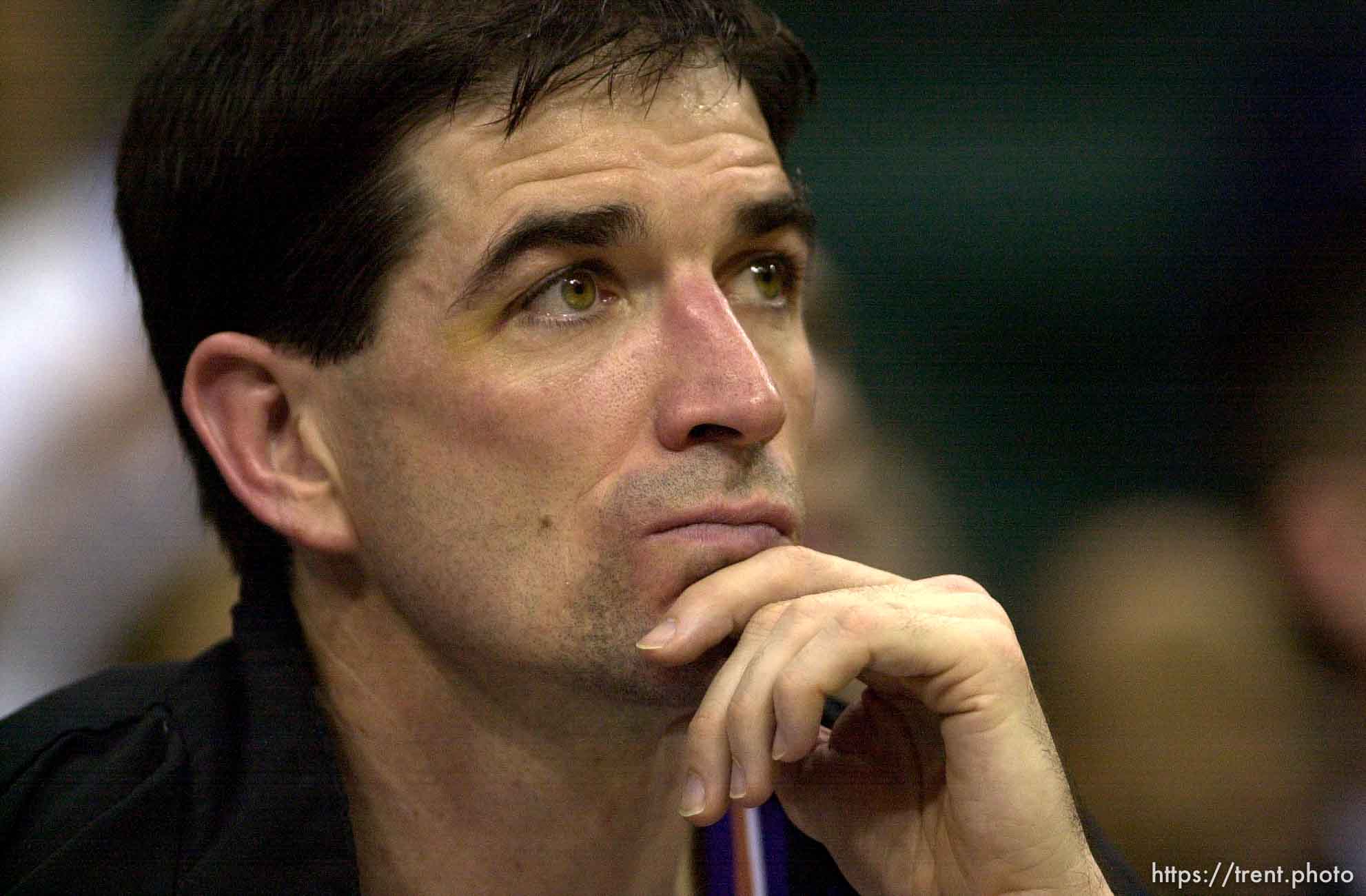 John Stockton as the Utah Jazz face the Dallas Mavericks in game four of their first round playoff series, in Dallas Tuesday.  05/01/2001