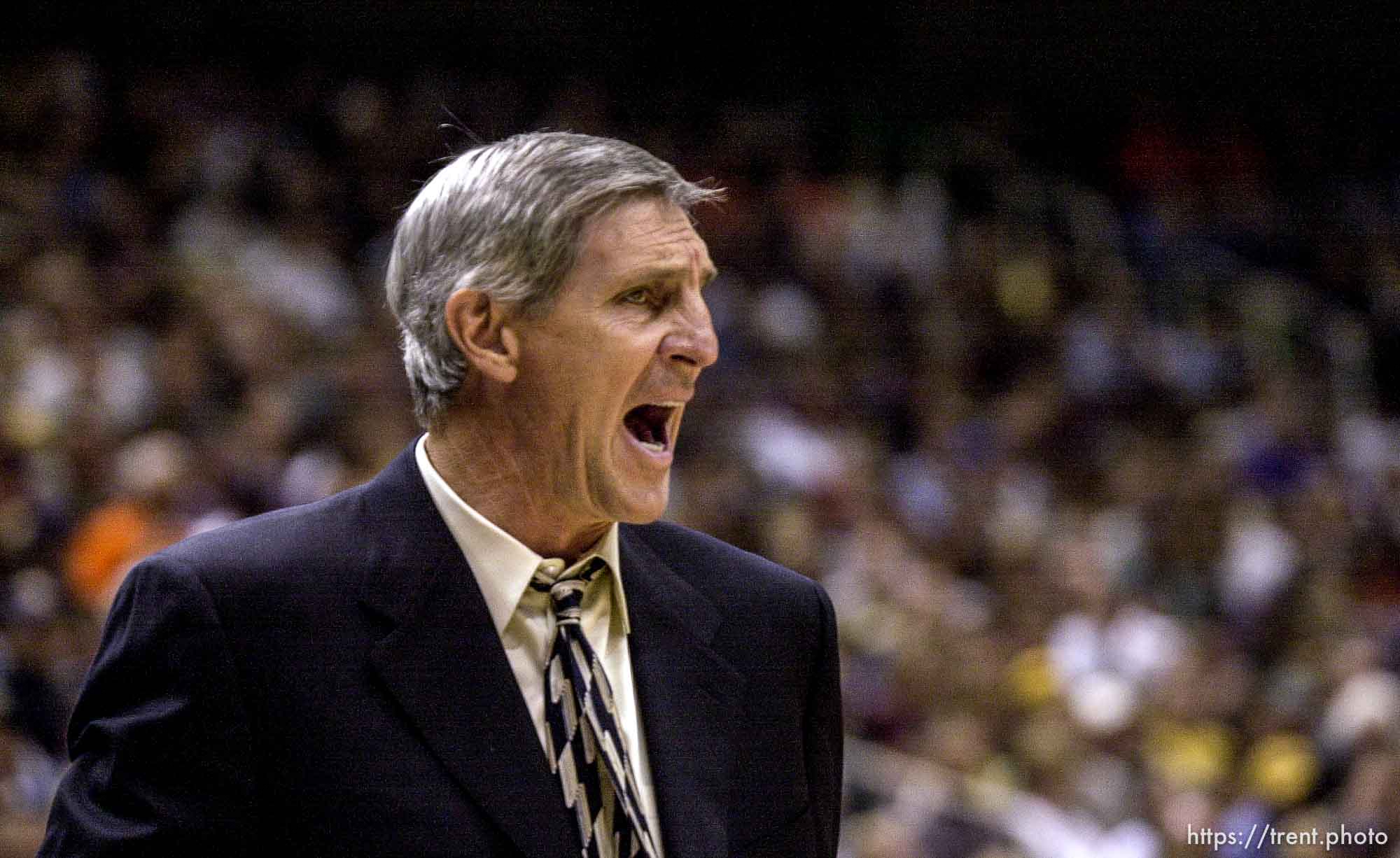 Jerry Sloan as the Utah Jazz face the Dallas Mavericks in game five of their first round playoff series, in Salt Lake City Thursday.