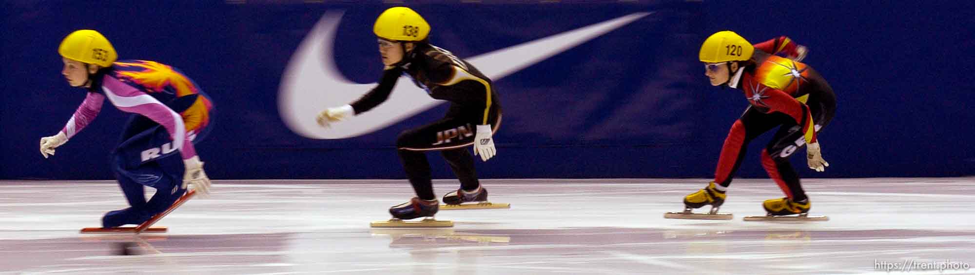 500 meter qualifying rounds, Short Track Olympic Qualifier at the Delta Center Friday night.
. 10/26/2001, 6:14:00 PM