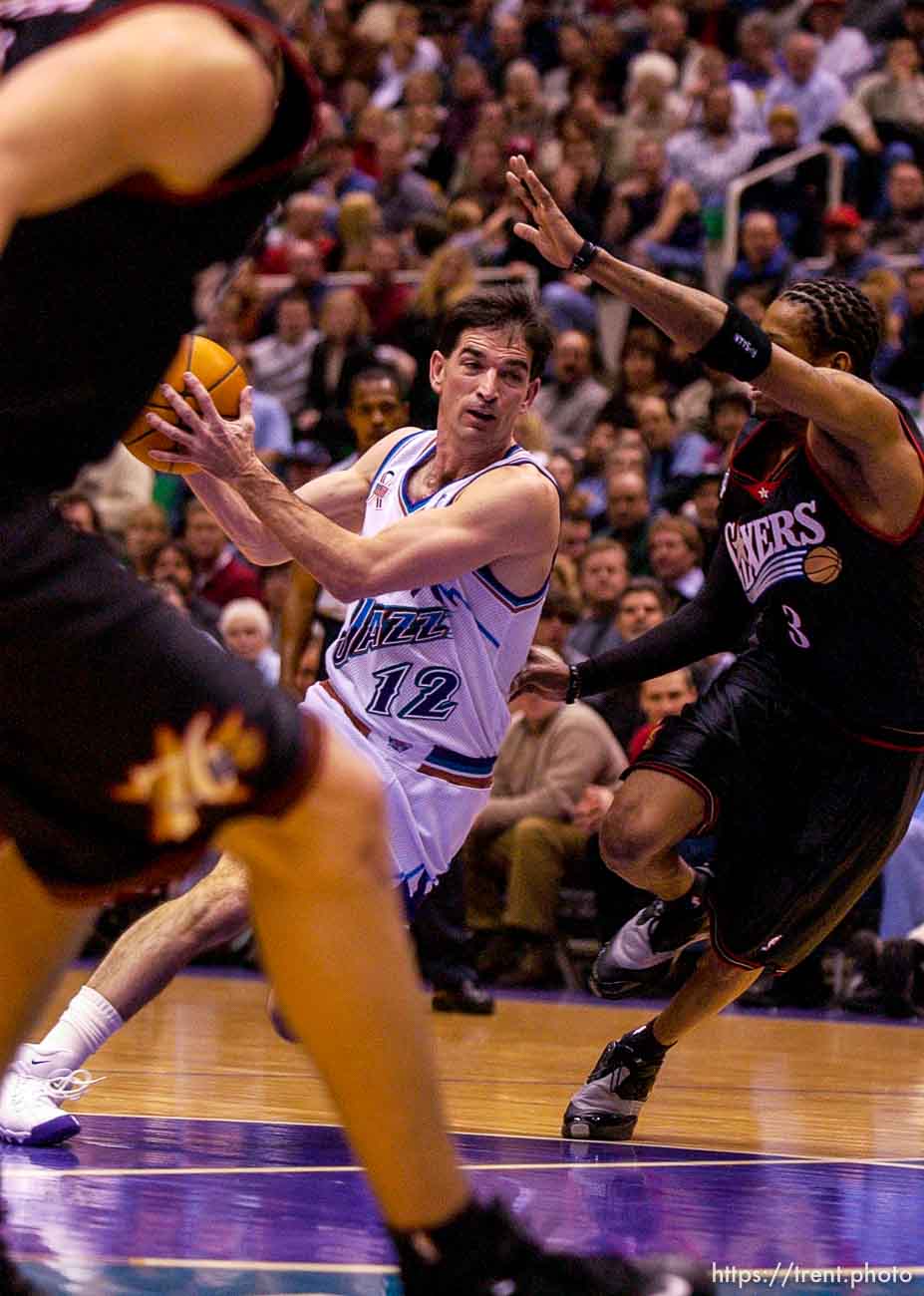 John Stockton. Jazz host the Philadelphia 76ers Saturday night at the Delta Center. Jazz win. 12.29.2001, 8:04:03 PM