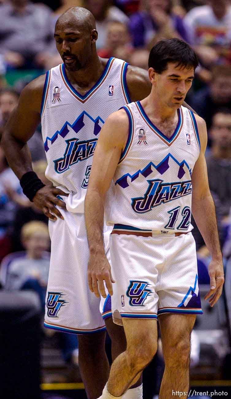 John Stockton and Karl Malone. Jazz vs. Charlotte Hornets. . 12/04/2001, 9:07:19 PM