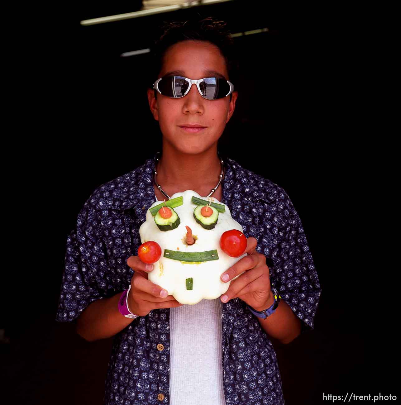 Michael Turner, Mr. Red Cheeks, best person award. Vegetable Carving Contest. Beaver County Fair.