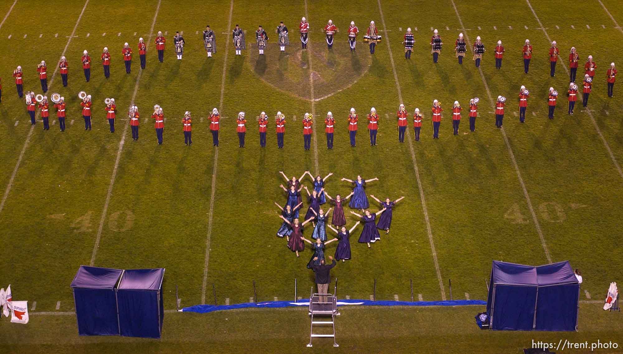 Ogden - Magrath band. The Davis Cup Invitational Marching Band Competition Tuesday evening at Stewart Stadium, Weber State University. 10.22.2002, 9:08:14 PM