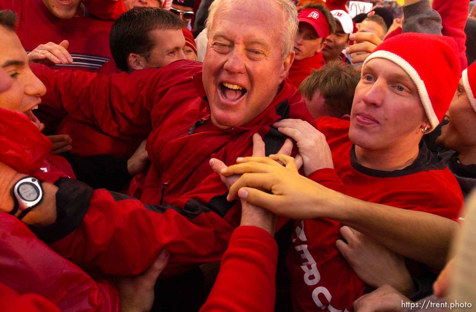 Salt Lake City - Utah coach Ron McBride. Utah vs. BYU football Saturday afternoon at Rice-Eccles Stadium. Utah wins 13-6.  11.23.2002, 4:11:12 PM