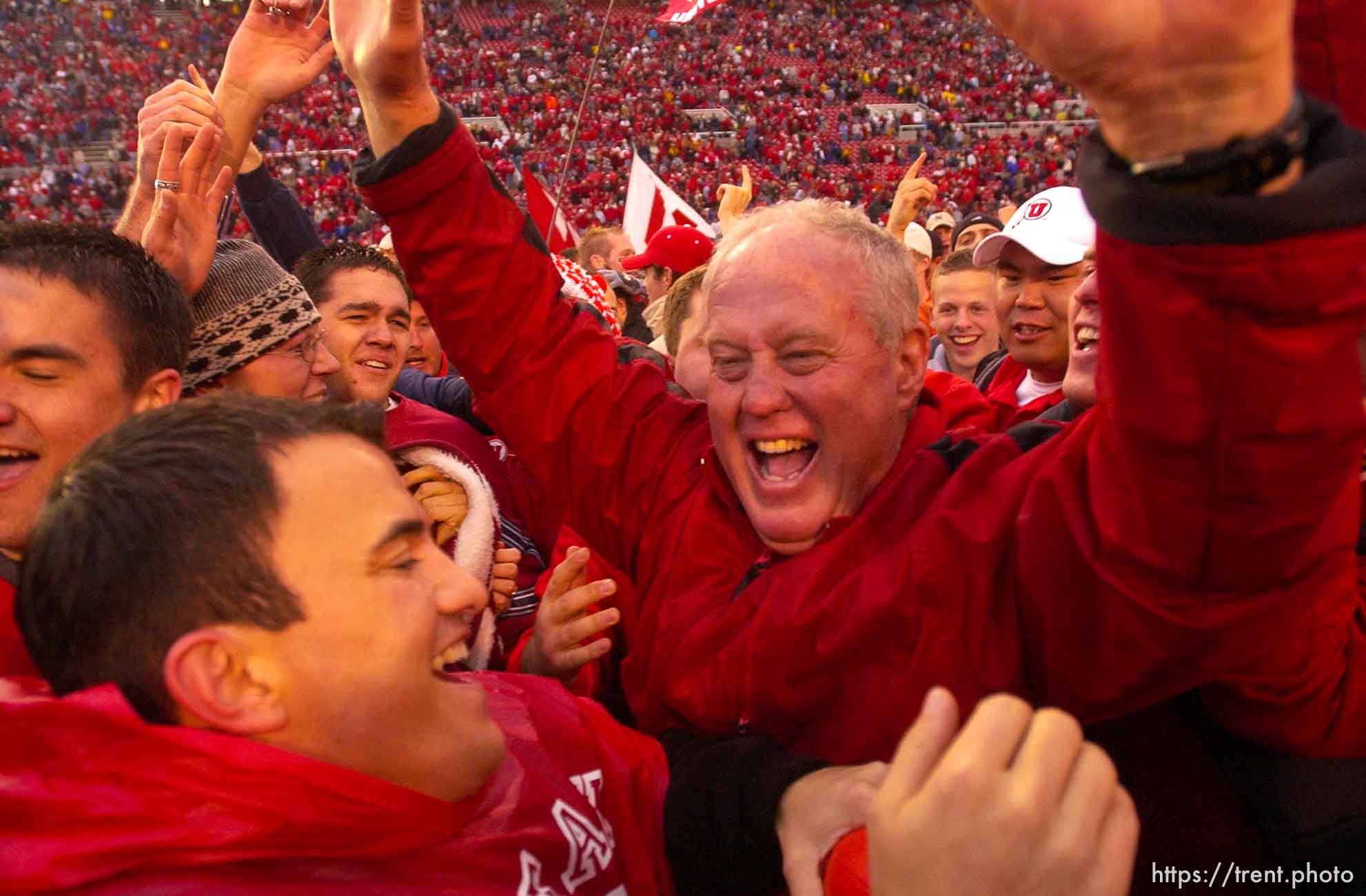 Salt Lake City - Utah coach Ron McBride. Utah vs. BYU football Saturday afternoon at Rice-Eccles Stadium. Utah wins 13-6.  11.23.2002, 4:11:20 PM