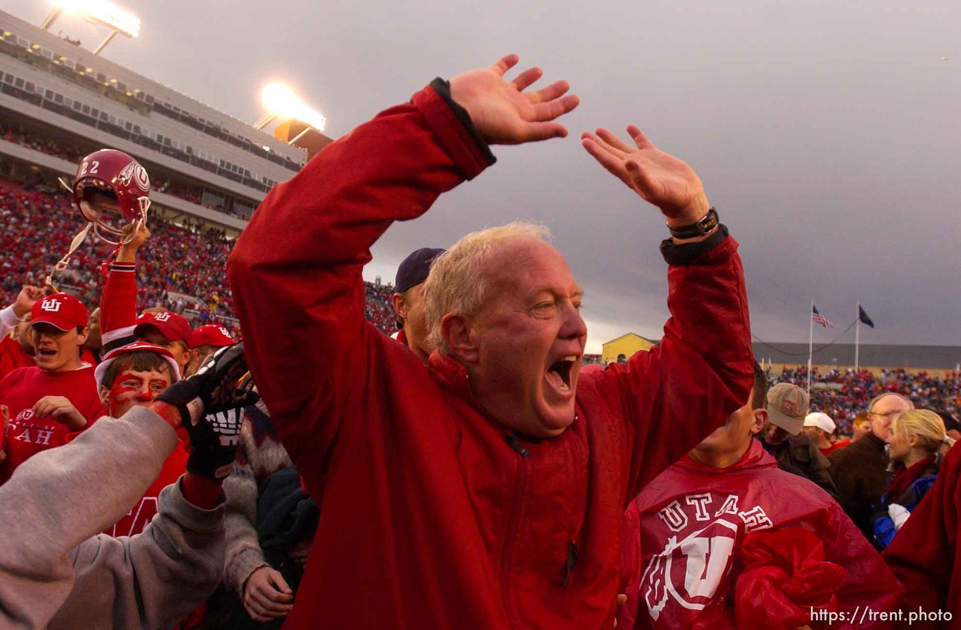 Salt Lake City - Utah coach Ron McBride. Utah vs. BYU football Saturday afternoon at Rice-Eccles Stadium. Utah wins 13-6.  11.23.2002, 4:11:47 PM