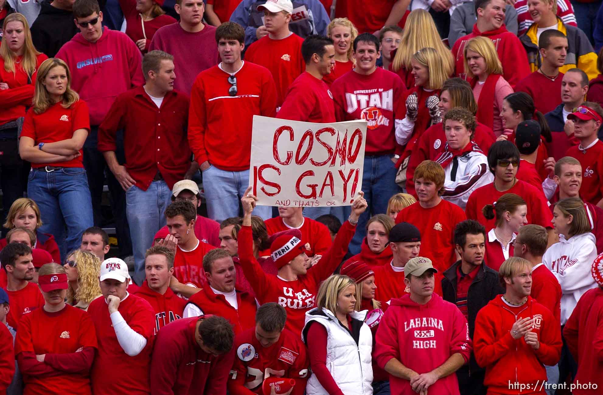 Salt Lake City - Utah fans. Utah vs. BYU football Saturday afternoon at Rice-Eccles Stadium. Utah wins 13-6.  11.23.2002, 2:20:06 PM