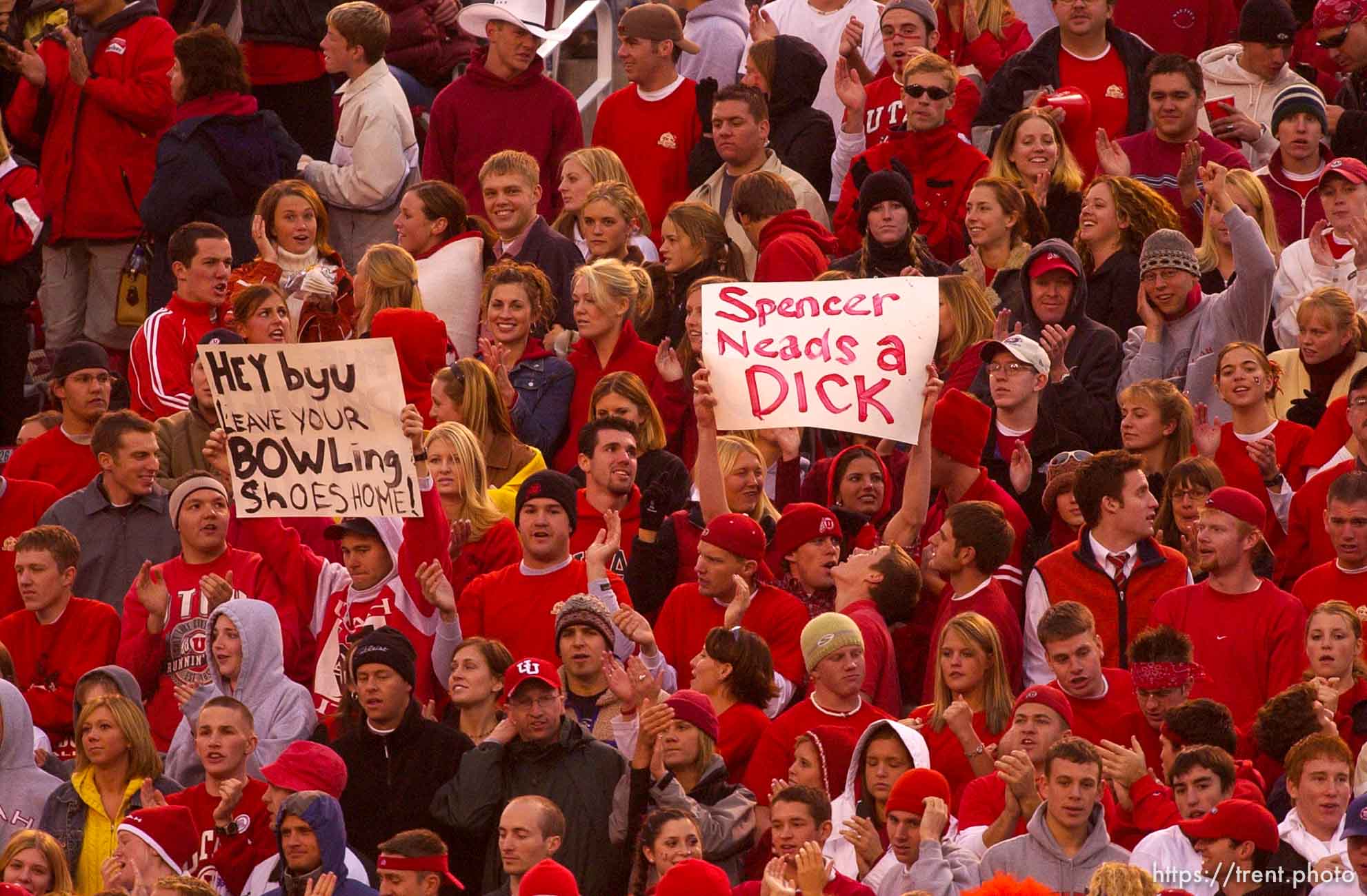 Salt Lake City - Utah fans. Utah vs. BYU football Saturday afternoon at Rice-Eccles Stadium. Utah wins 13-6.  11.23.2002, 3:12:28 PM