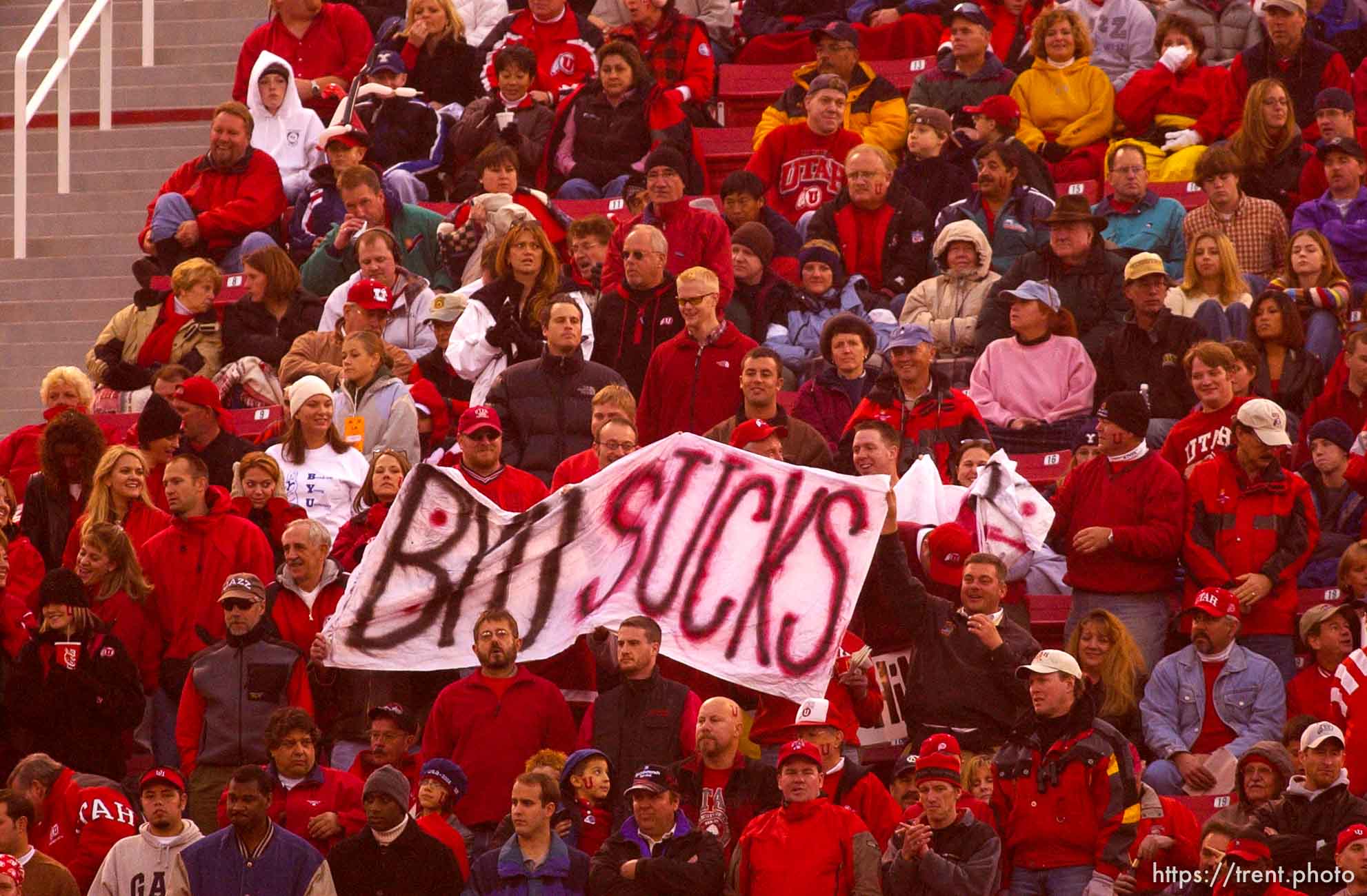 Salt Lake City - Utah fans. Utah vs. BYU football Saturday afternoon at Rice-Eccles Stadium. Utah wins 13-6.  11.23.2002, 3:13:29 PM