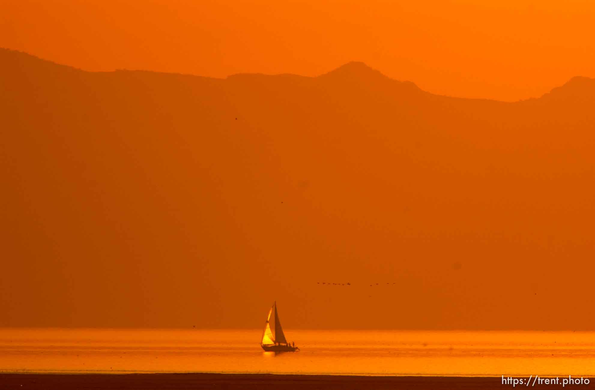 sailboats and sunset on the Great Salt Lake