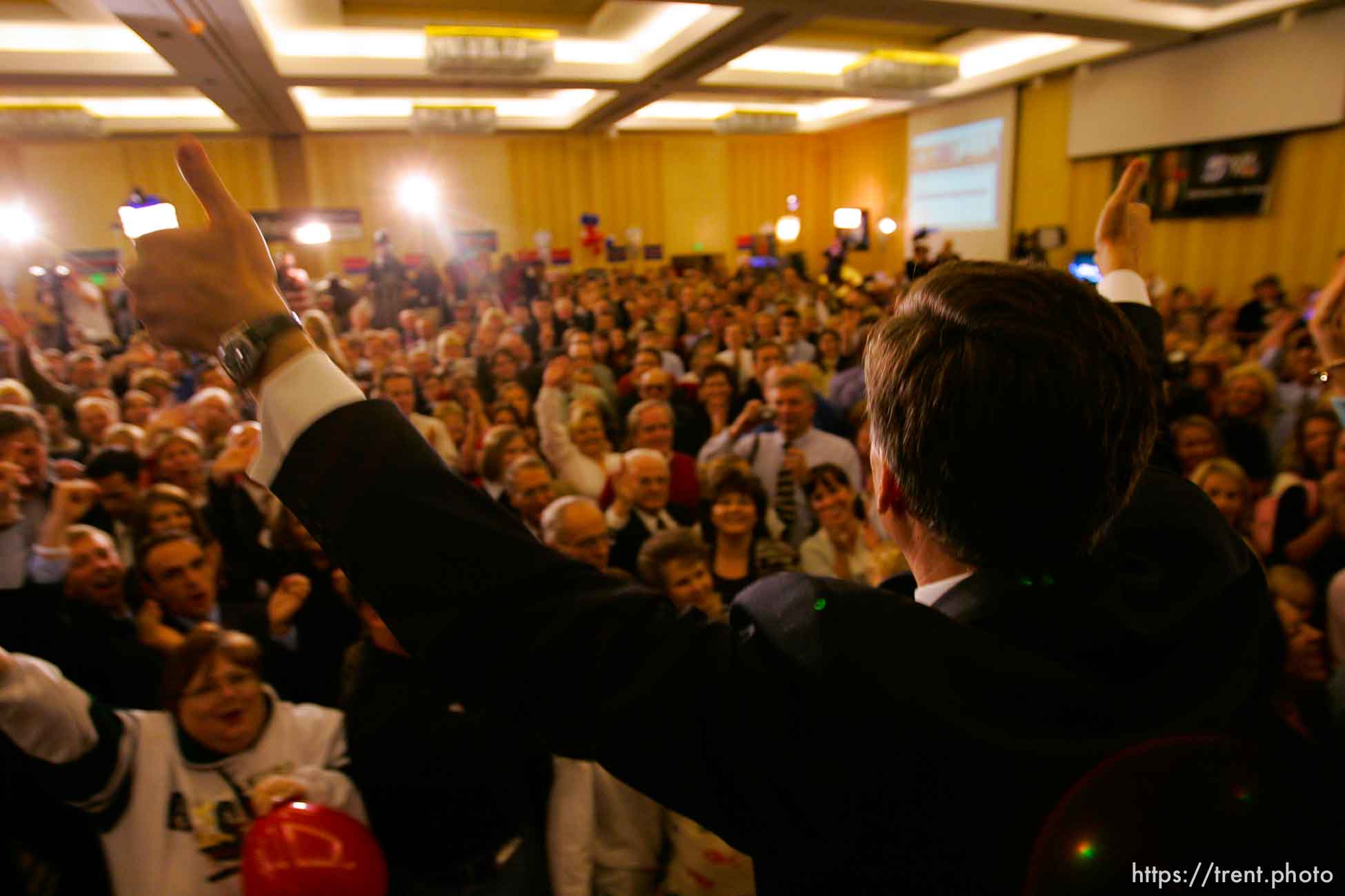 Jon Huntsman Jr., makes his acceptance speech for Utah Governor at Salt Lake City's Hilton Hotel.