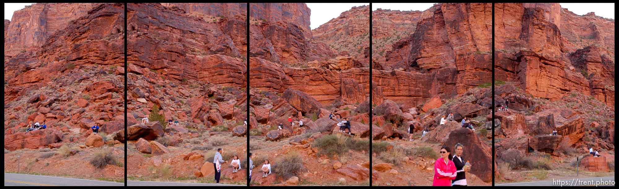 Runners waiting on red rock for the start of the Canyonlands Half Marathon in Moab