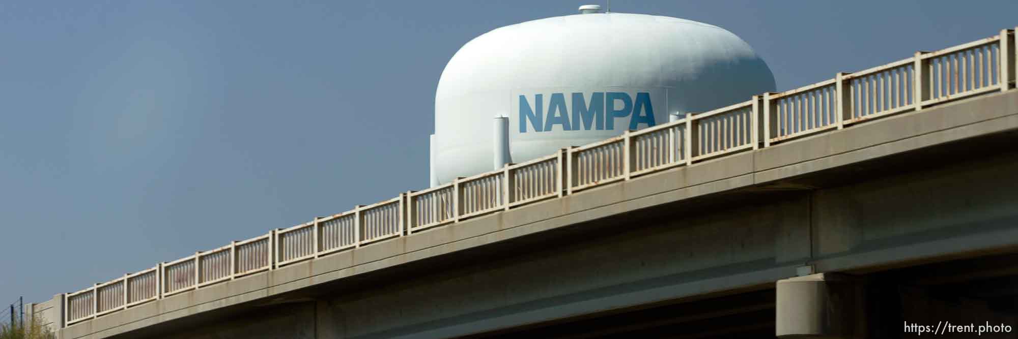 nampa water tower. Photos out the window as we drive from Boise to Parma, Idaho. 8.18.2004