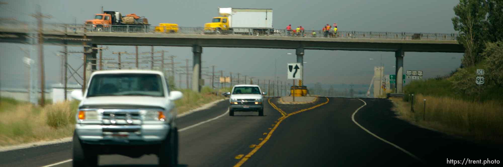 freeway overpass. Photos out the window as we drive from Boise to Parma, Idaho. 8.18.2004