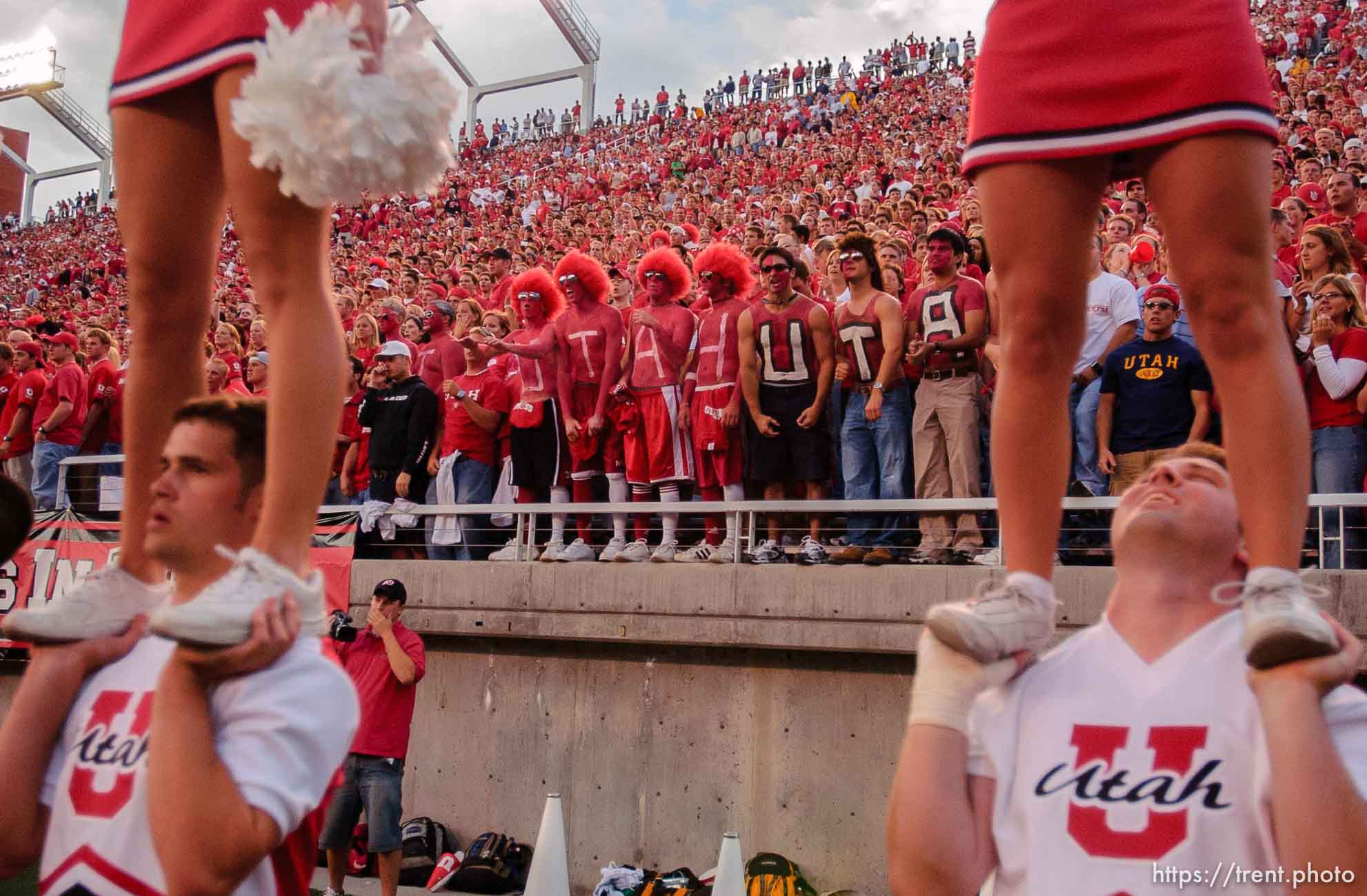 cheerleaders, fans. Utah vs. Texas A&M college football Thursday evening at Rice-Eccles Stadium.
9.02.2004