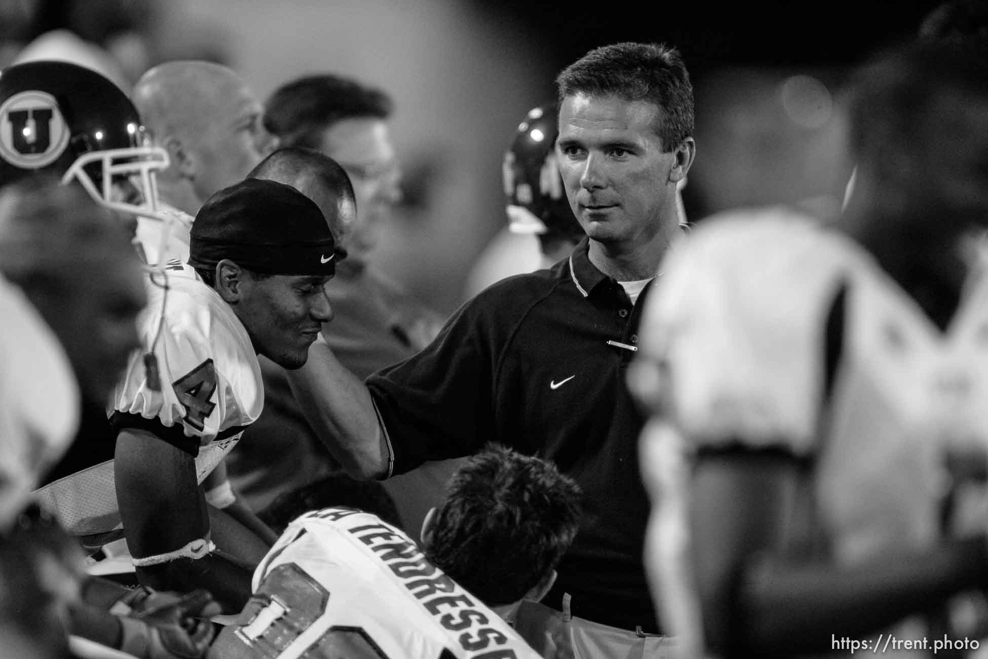 Utah football coach Urban Meyer. Utah State University (USU) vs. Utah college football.