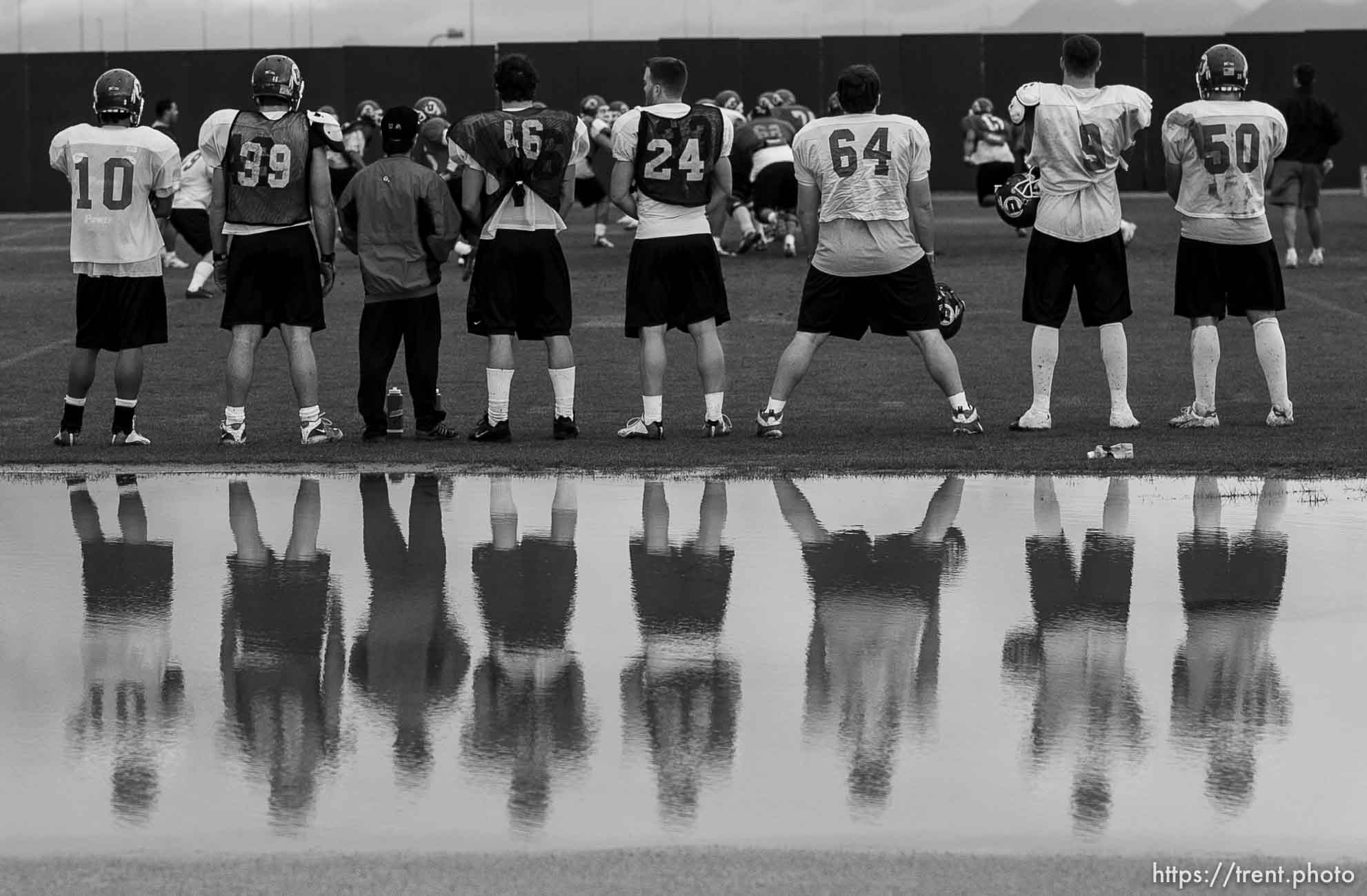 reflections. Utah football practice Wednesday afternoon, Scottsdale Community College.