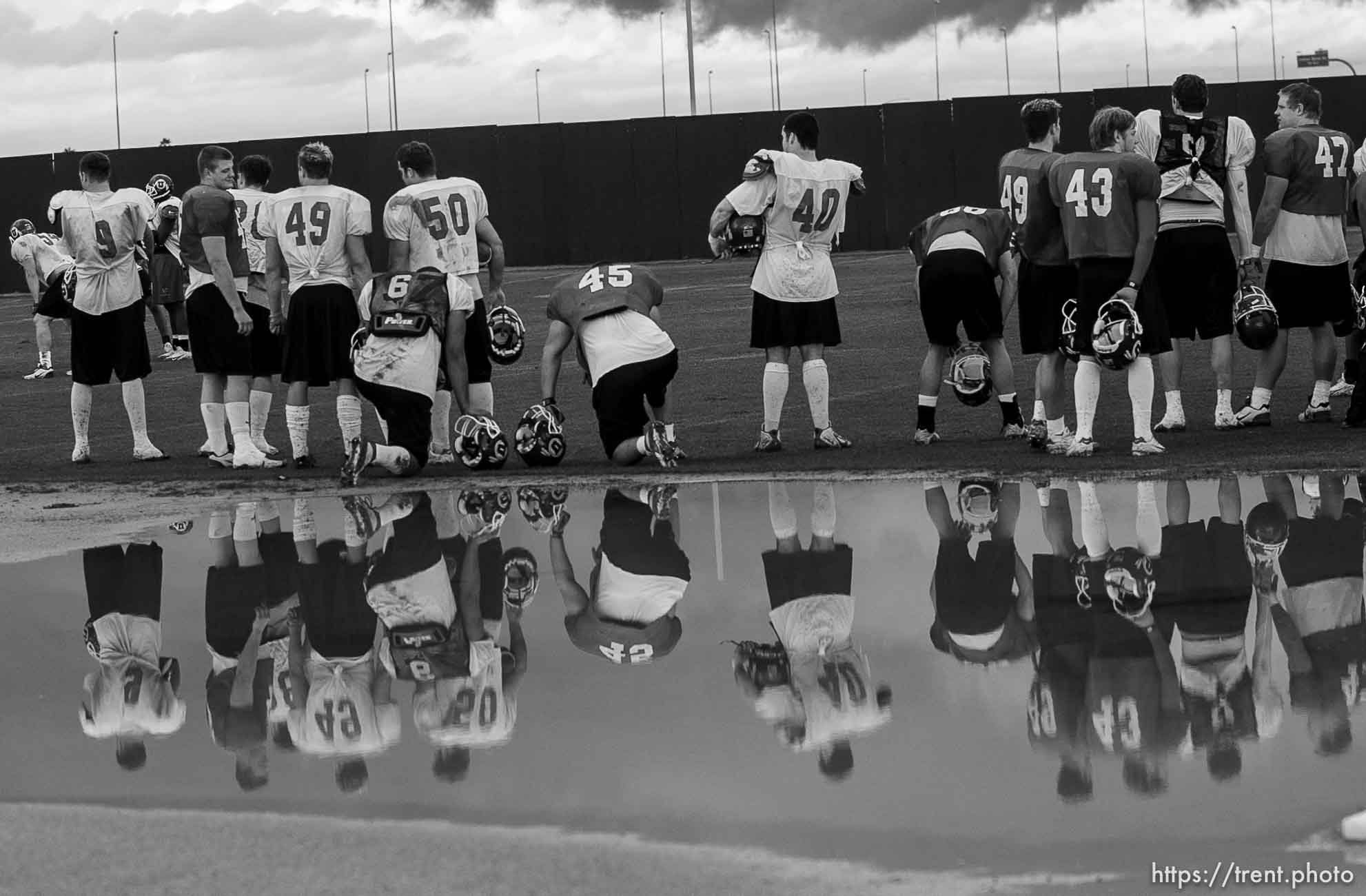 reflections. Utah football practice Wednesday afternoon, Scottsdale Community College.