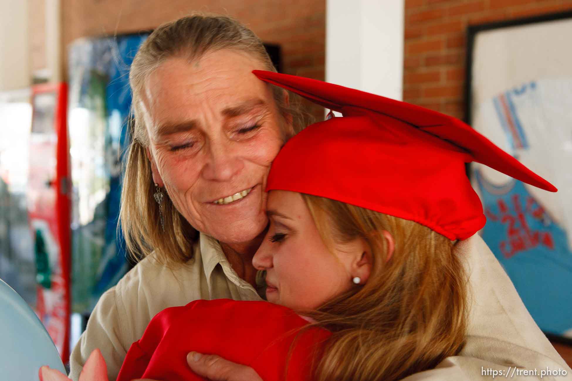 Bonnie Thomas, left, biological mother of ECHS graduate Vanessa Bailey, traveled from North Dakota for her daughter's graduation