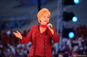 Debbie Reynolds. Stadium of Fire, Saturday night at LaVell Edwards Stadium, Provo.