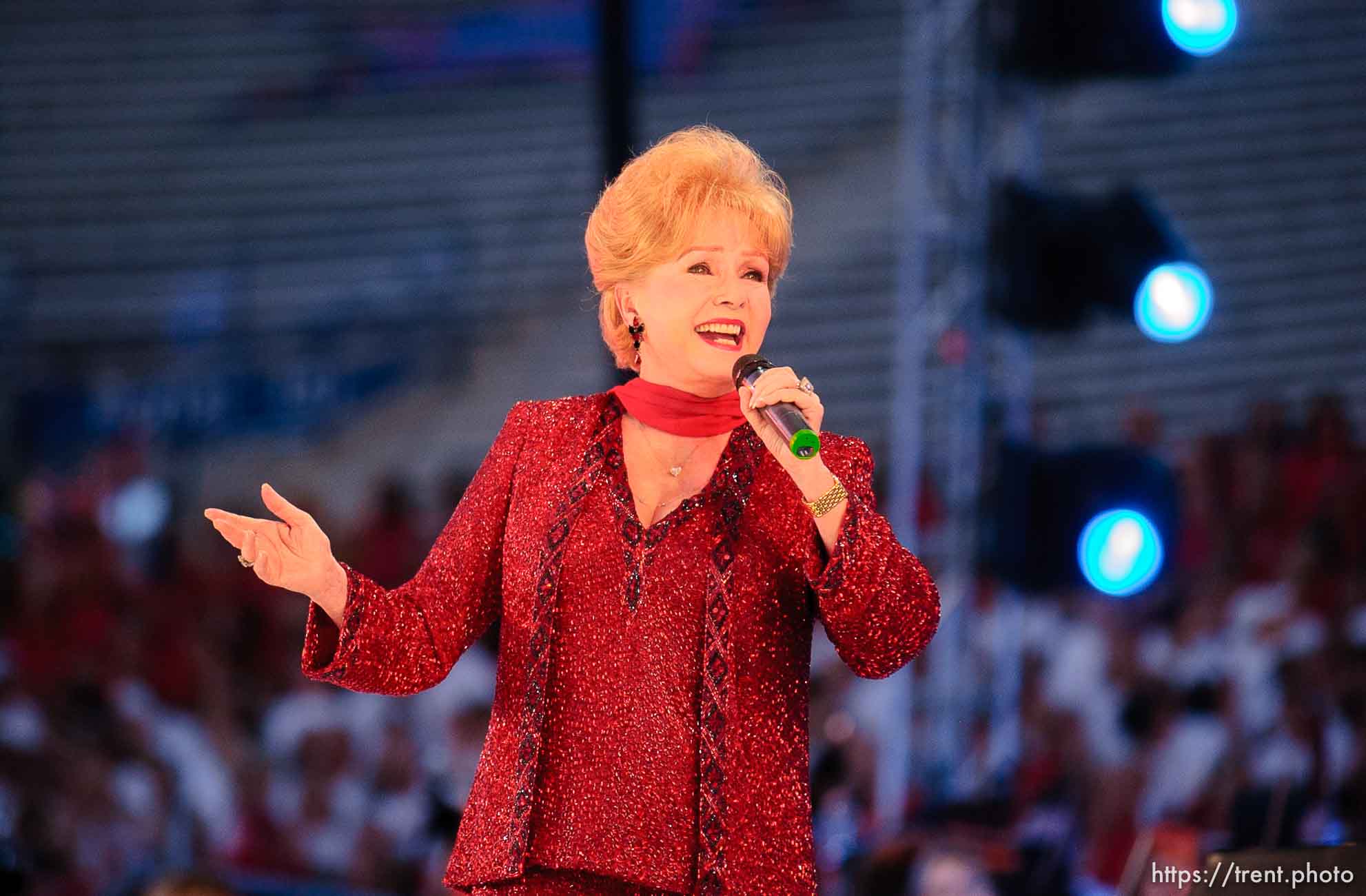 Debbie Reynolds. Stadium of Fire, Saturday night at LaVell Edwards Stadium, Provo.