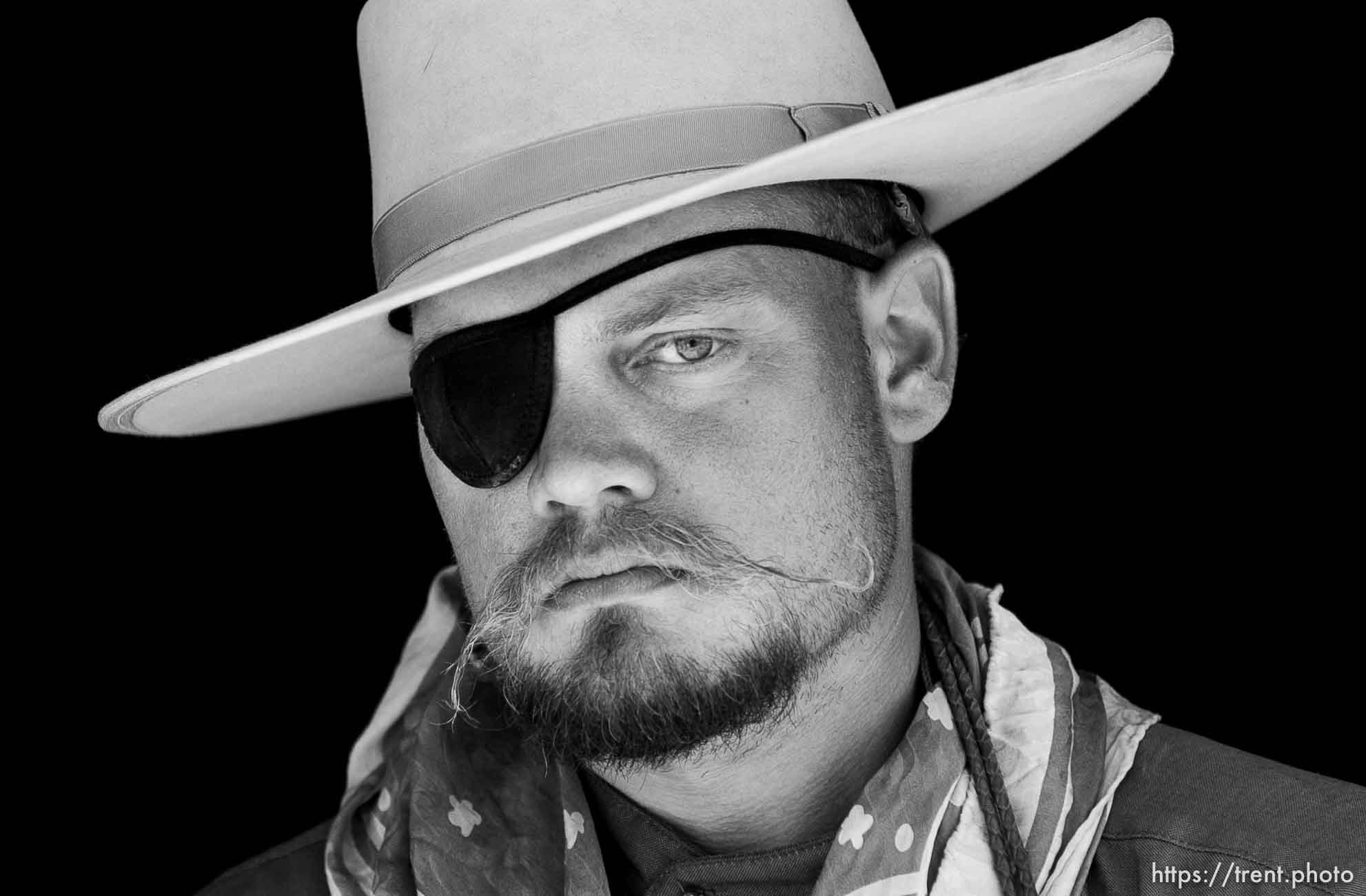 Chansey McKendrick, dressed in authentic western garb, at the Festival of the American West at Wellsville's American West Heritage Center.