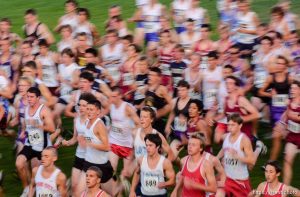 start of the boys race. Murray Invitation cross-country meet at Murray Park.