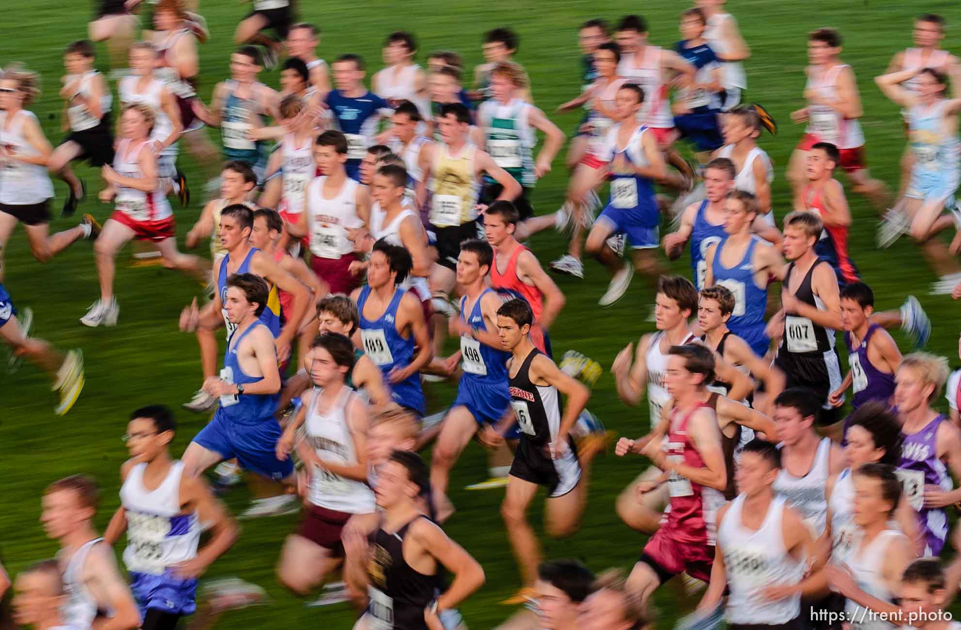 start of the boys race. Murray Invitation cross-country meet at Murray Park.