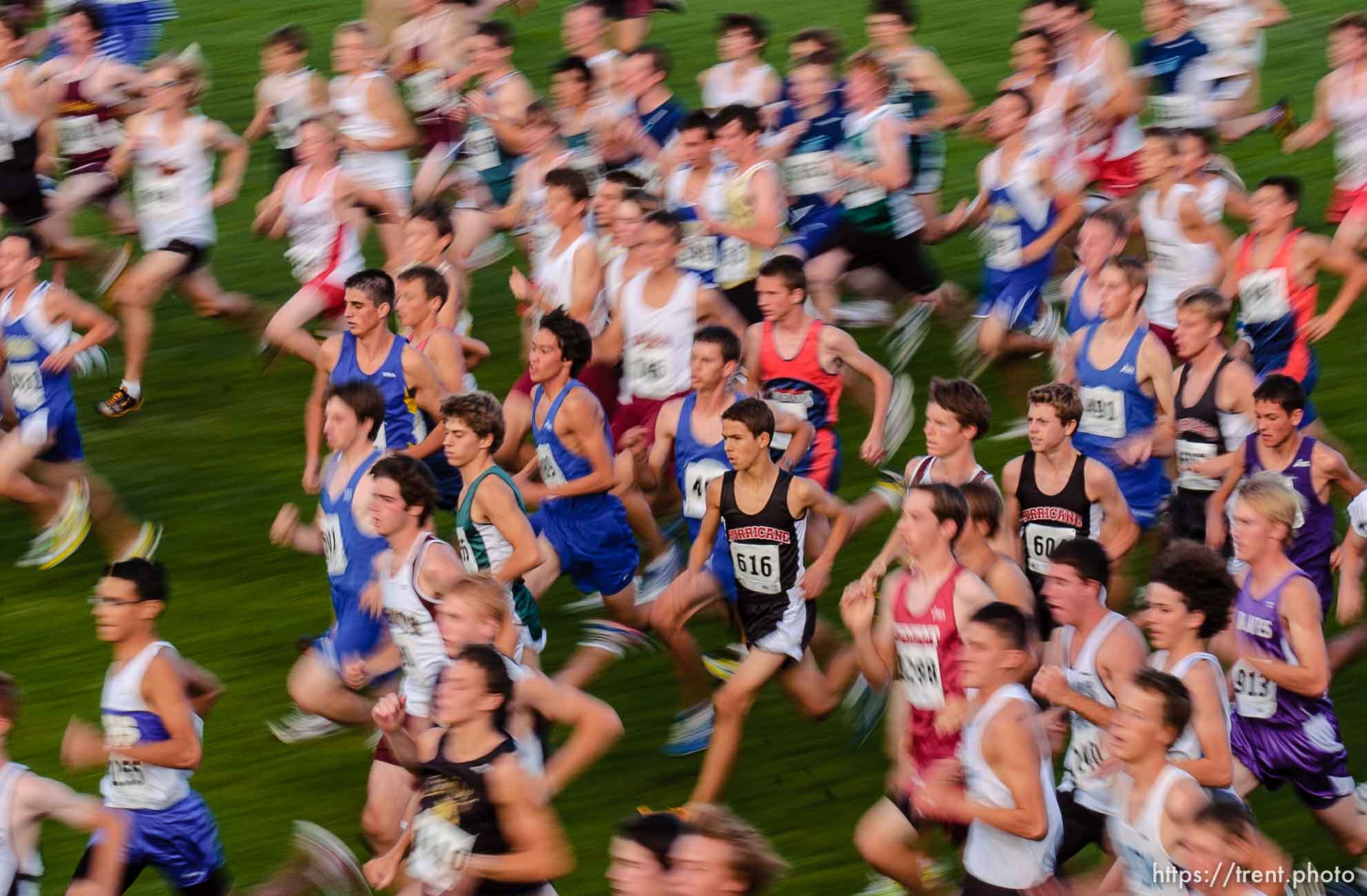 start of the boys race. Murray Invitation cross-country meet at Murray Park.