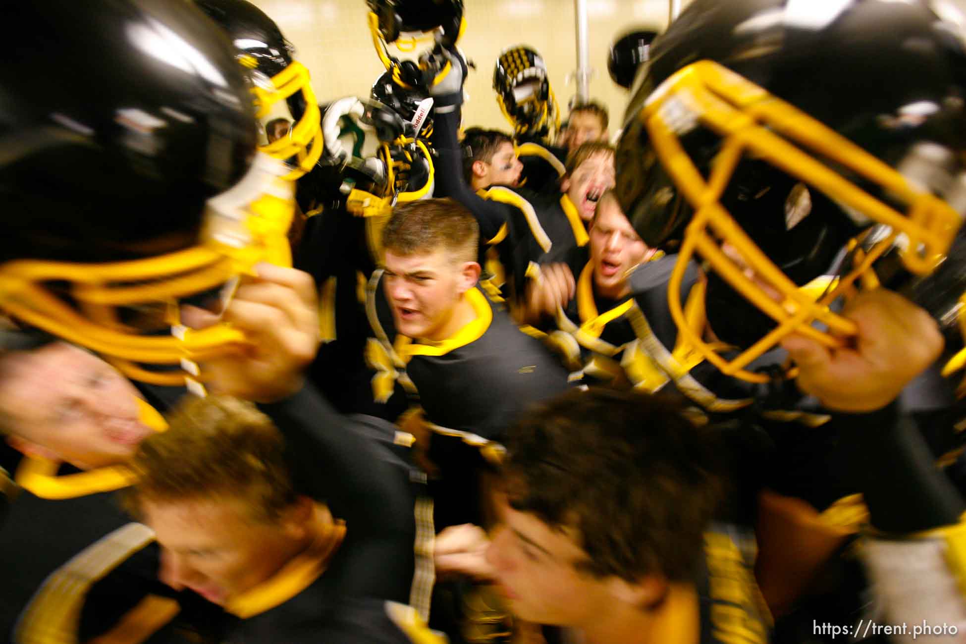 Cottonwood pre-game in the locker room. Cottonwood vs. Highland high school football.