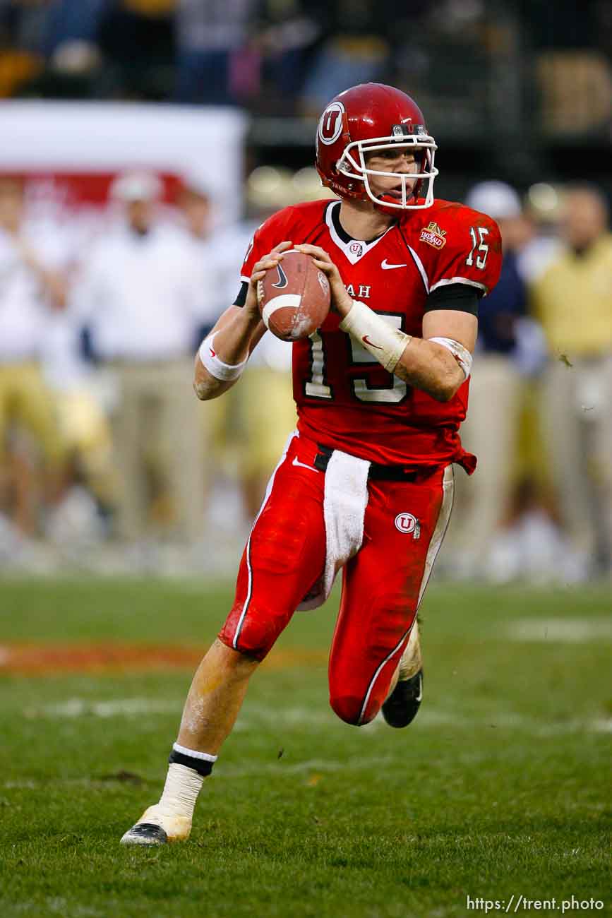 Utah quarterback Brett Ratliff. University of Utah vs. Georgia Tech, Emerald Bowl, San Francisco.