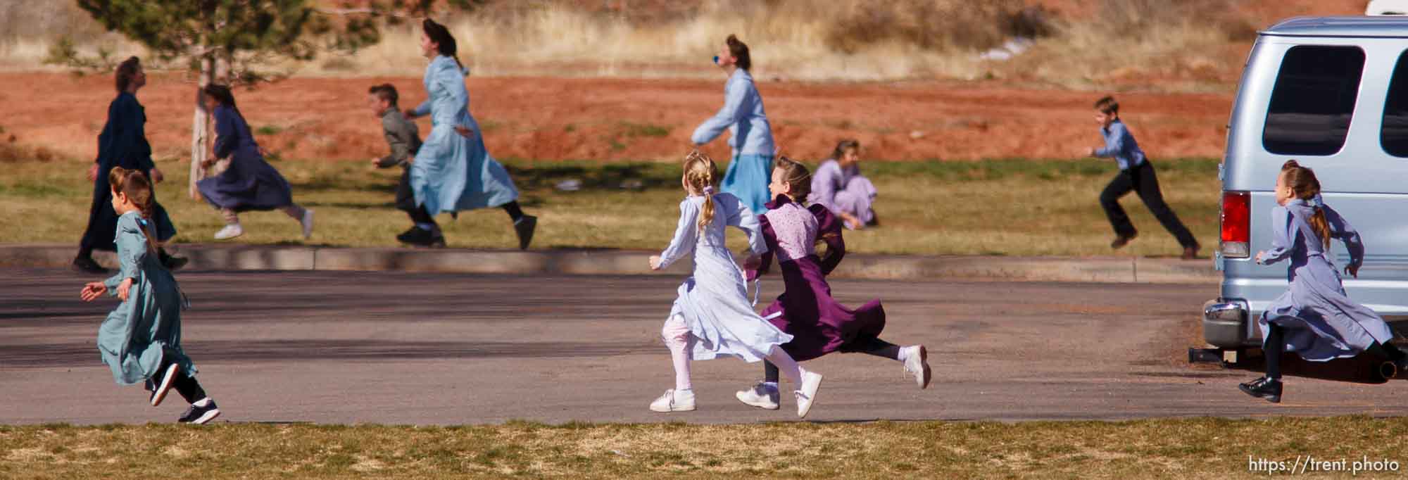 Kids at recess at formerly Phelps Elementary School, now FLDS private school based on former Alta Academy (according to Isaac Wyler), Hildale. polygamy