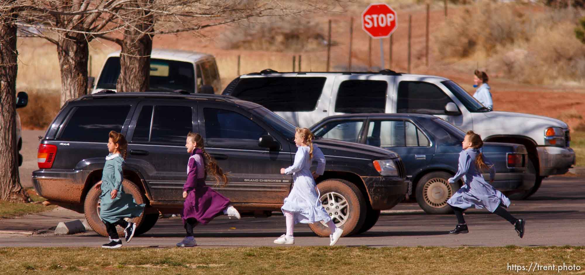 Kids at recess at formerly Phelps Elementary School, now FLDS private school based on former Alta Academy (according to Isaac Wyler), Hildale. polygamy