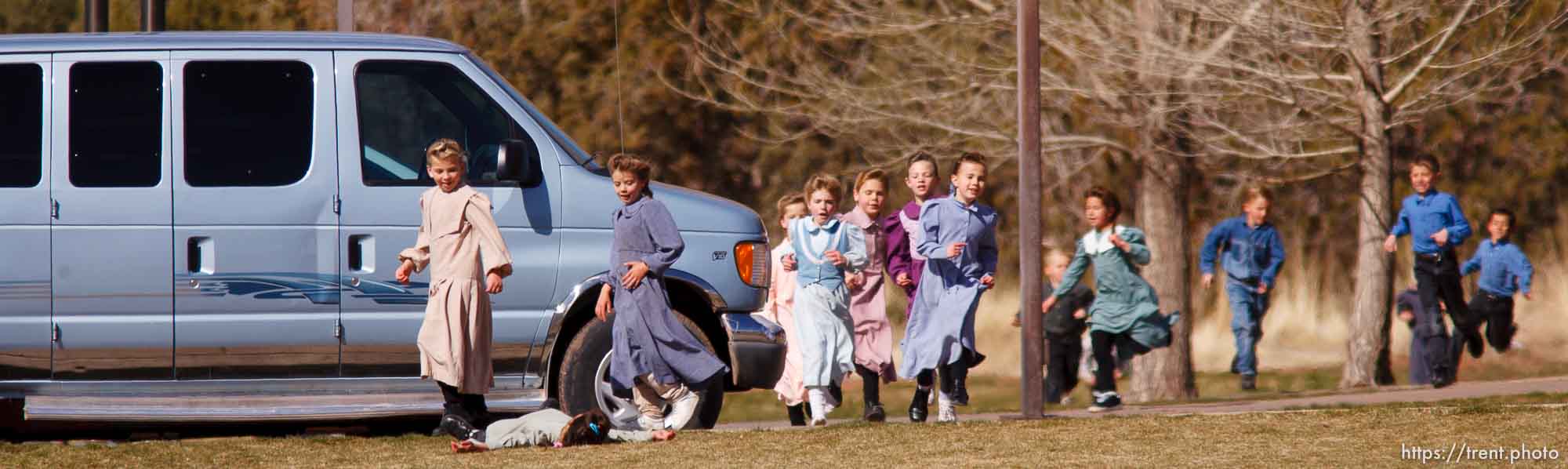 Kids at recess at formerly Phelps Elementary School, now FLDS private school based on former Alta Academy (according to Isaac Wyler), Hildale. polygamy