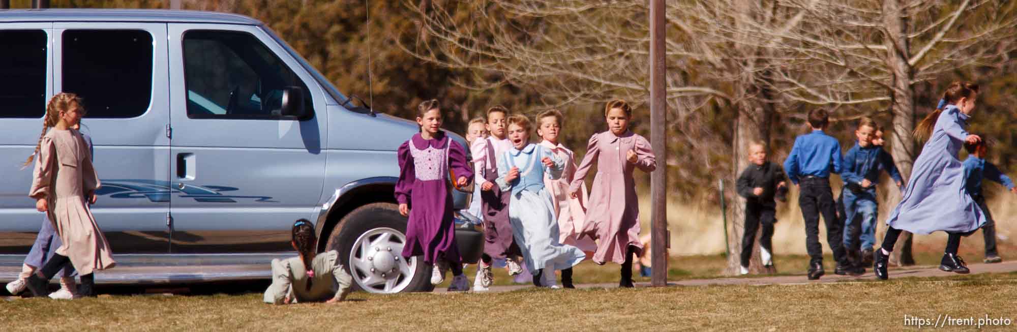 Kids at recess at formerly Phelps Elementary School, now FLDS private school based on former Alta Academy (according to Isaac Wyler), Hildale. polygamy