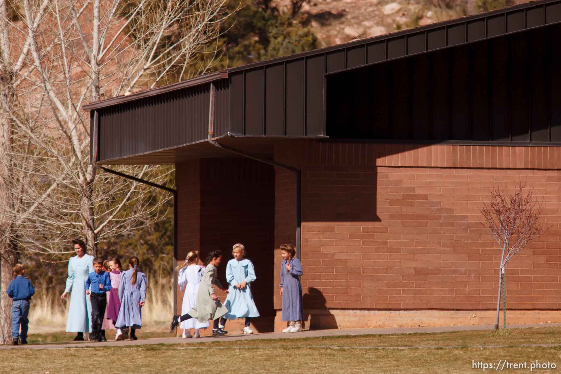 Kids at recess at formerly Phelps Elementary School, now FLDS private school based on former Alta Academy (according to Isaac Wyler), Hildale. polygamy