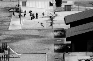 Kids playing basketball at recess at the former Phelps Elementary School, now a private school that houses what used to be the Alta Academy. FLDS. polygamy.