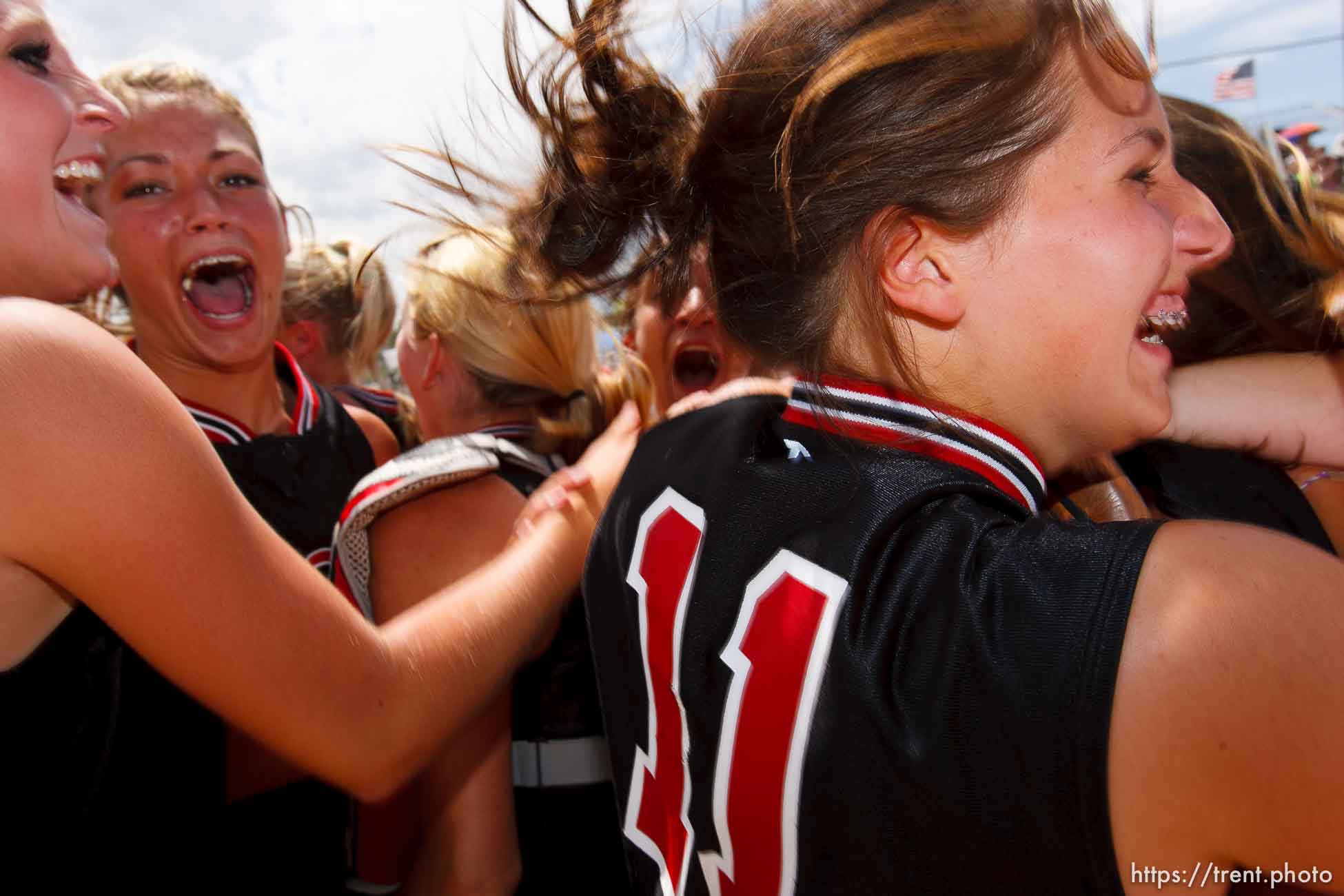 Spanish Fork celebrates 5A high school softball championship games Thursday in Taylorsville.