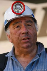 Huntington - Robert Murray, president and CEO of Ohio-based Murray Energy Corp, speaks to reporters at the command post in full miners gear Wednesday evening, as six miners remained trapped in the mine.
