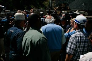 Huntington - Robert Murray, president and CEO of Ohio-based Murray Energy Corp, led reporters on a tour of the Crandall Canyon coal mine Wednesday, where six miners remained trapped.