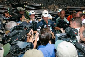 Huntington - Robert Murray, president and CEO of Ohio-based Murray Energy Corp, led reporters on a tour of the Crandall Canyon coal mine Wednesday, where six miners remained trapped.