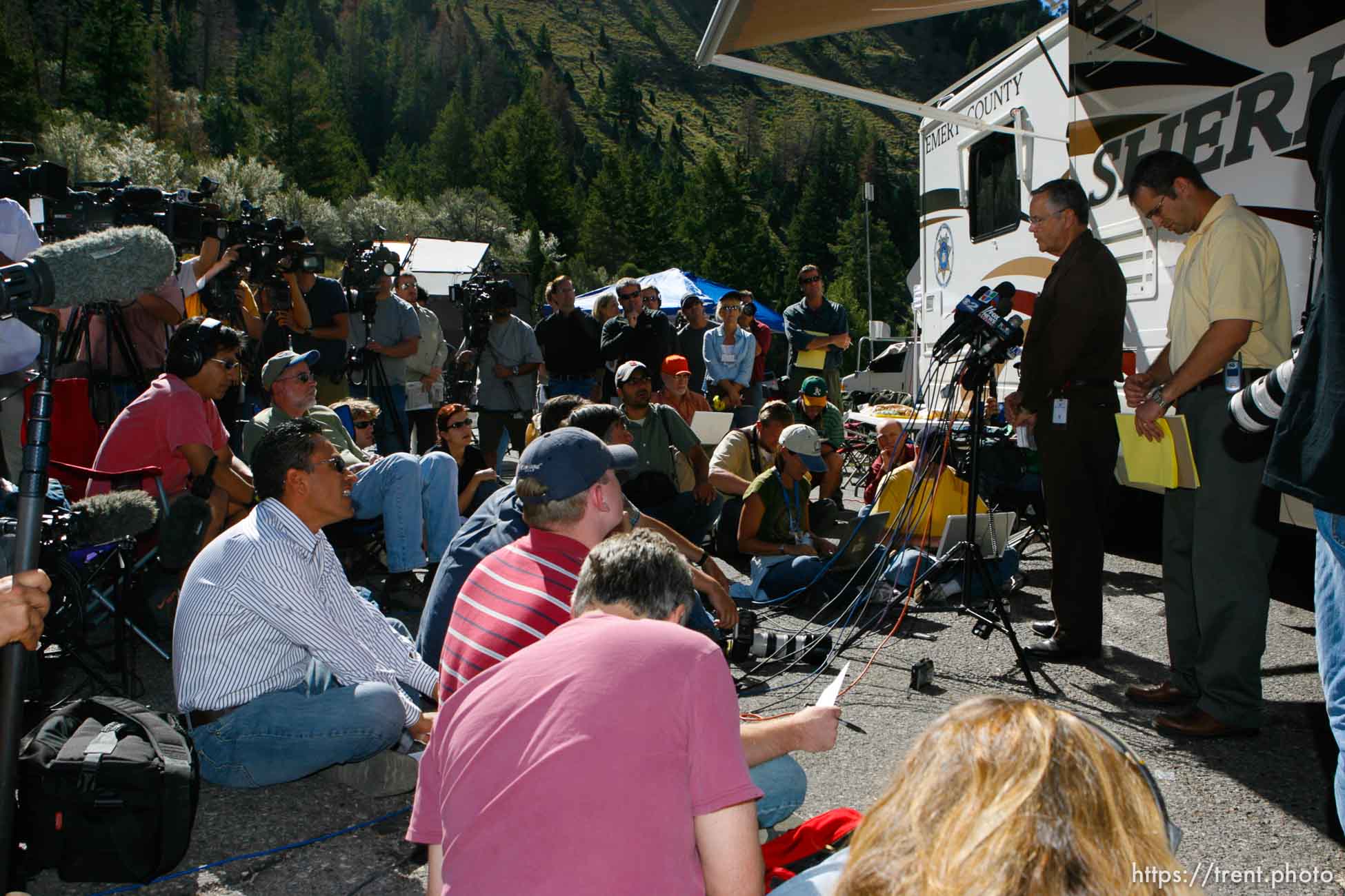 Huntington - Richard Strickler, Assistant Secretary for the Mine Safety and Health Administration, speaks to reporters Friday morning at the command post for the Crandall Canyon Mine rescue effort.