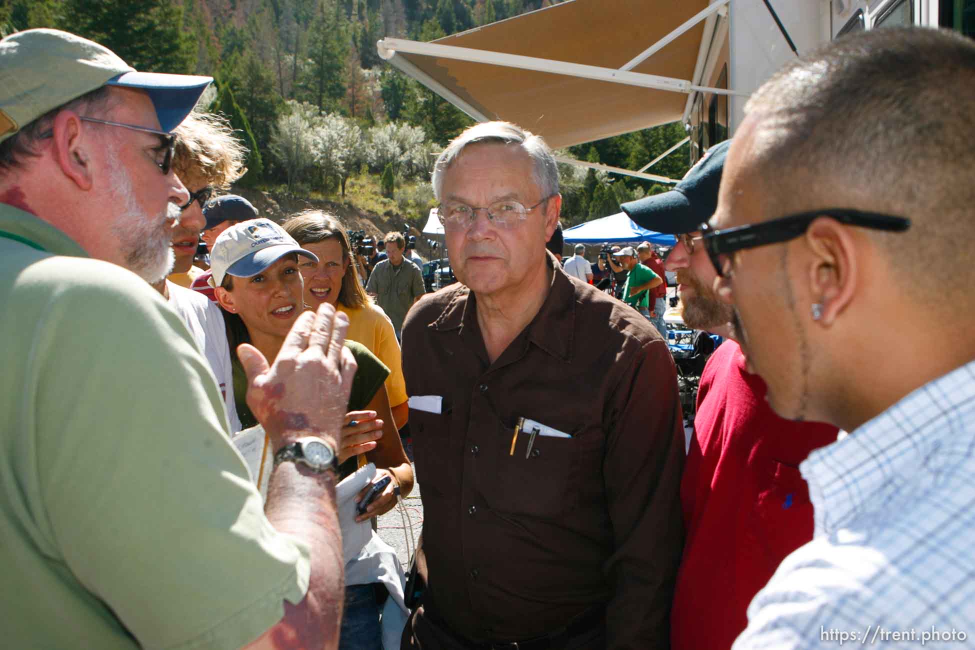 Huntington - Richard Strickler, Assistant Secretary for the Mine Safety and Health Administration, makes his way to his car after a press conference Friday morning at the command post for the Crandall Canyon Mine rescue effort.