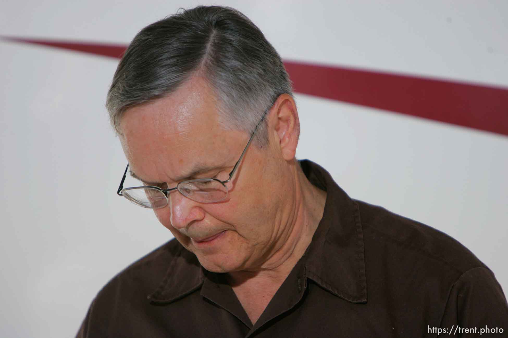 Huntington - Richard Strickler, Assistant Secretary for the Mine Safety and Health Administration, speaks to reporters Friday morning at the command post for the Crandall Canyon Mine rescue effort.