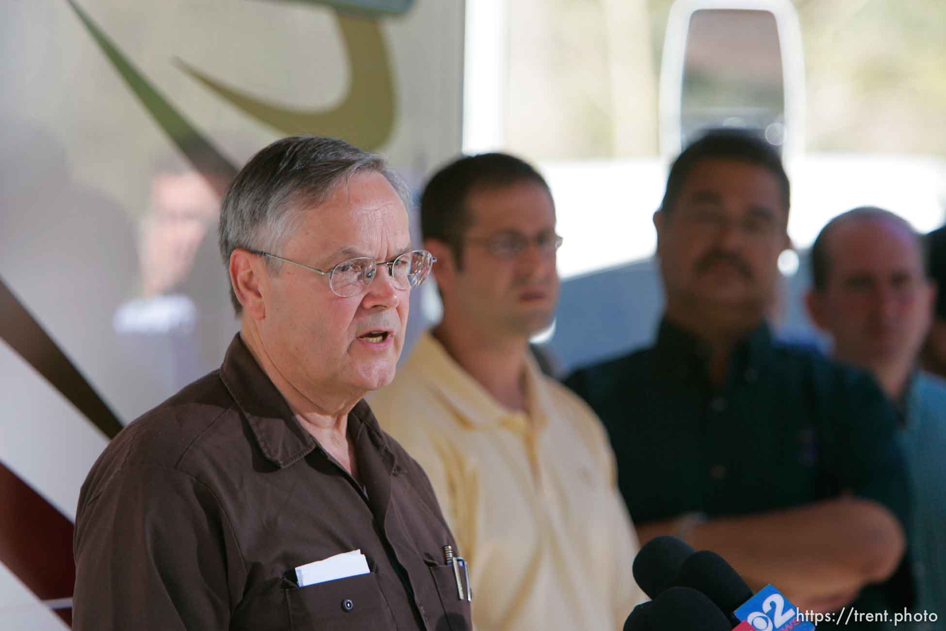 Huntington - Richard Strickler, Assistant Secretary for the Mine Safety and Health Administration, speaks to reporters Friday morning at the command post for the Crandall Canyon Mine rescue effort.