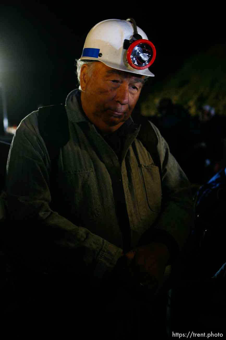 Huntington - Robert Murray, president and CEO of Ohio-based Murray Energy Corp, speaks to reporters at the command post in full miners gear before dawn Saturday morning (4am).