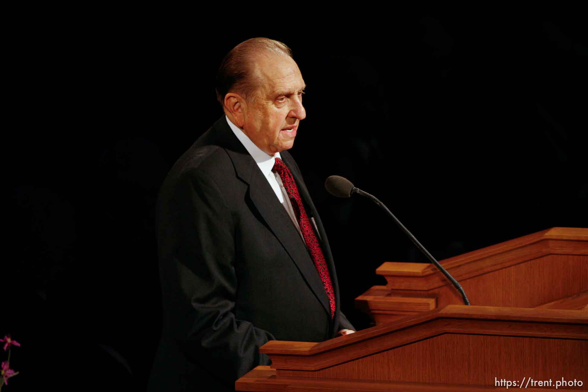 President Thomas S. Monson . Salt Lake City - Funeral for President James E. Faust, a member of the First Presidency of the Church of Jesus Christ of Latter-day Saints.
; 8.14.2007